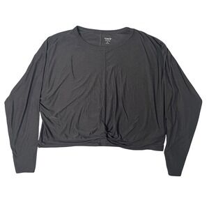 Old Navy Active Shirt Women XL Dark Gray Cloud 94 Soft Twist Front Long Sleeve